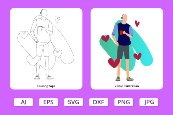 A Cool Valentine Design for Graphics and Coloring Pages