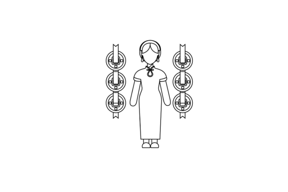 Design Outline Chinese New Year 20: A Versatile Asset for Graphics and Coloring Pages