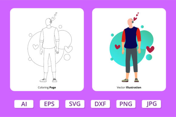 Evaluating Valentine Cool Man with Headphone Vector Graphics