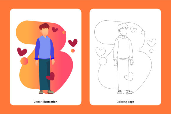 Valentine Boy Pose Graphic: A Coloring Page Asset Review